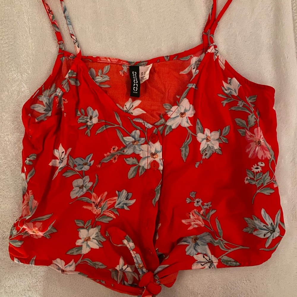 Red Floral Tank Top